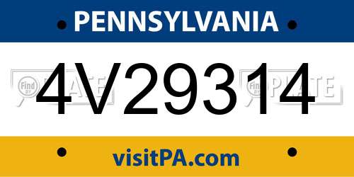 4V29314 Pennsylvania License Plate