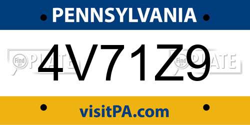 4V71Z9 Pennsylvania License Plate
