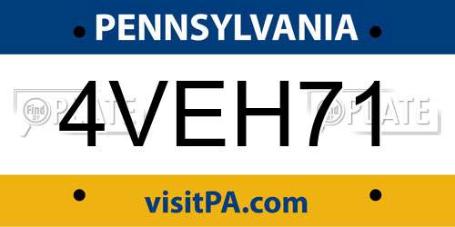 4VEH71 Pennsylvania License Plate