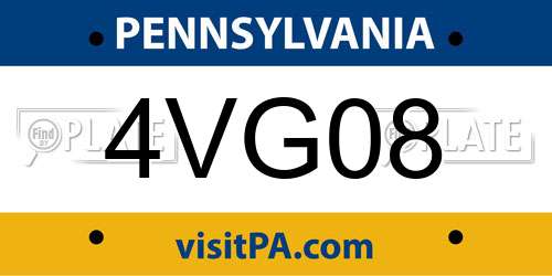 4VG08 Pennsylvania License Plate