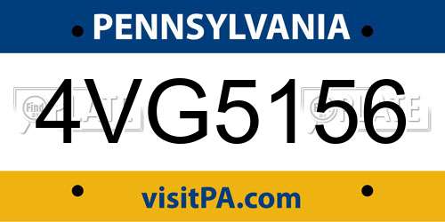 4VG5156 Pennsylvania License Plate