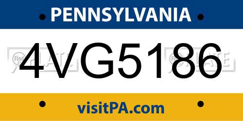 4VG5186 Pennsylvania License Plate