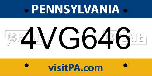 4VG646 Pennsylvania License Plate