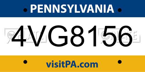 4VG8156 Pennsylvania License Plate