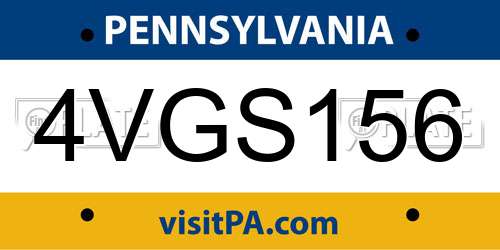 4VGS156 Pennsylvania License Plate
