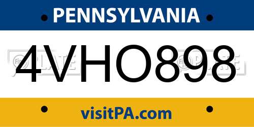 4VHO898 Pennsylvania License Plate