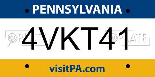 4VKT41 Pennsylvania License Plate