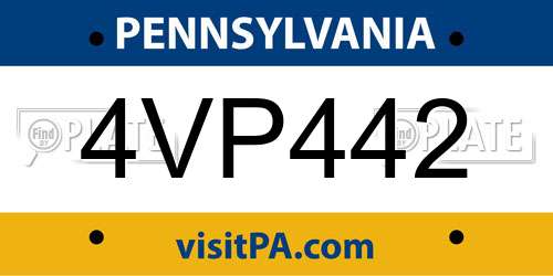 4VP442 Pennsylvania License Plate