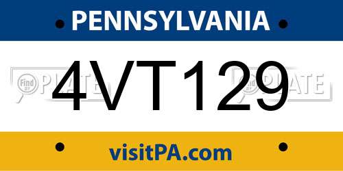4VT129 Pennsylvania License Plate