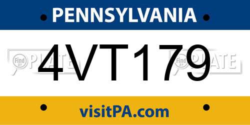 4VT179 Pennsylvania License Plate