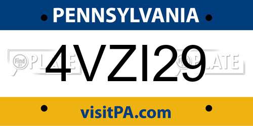 4VZI29 Pennsylvania License Plate