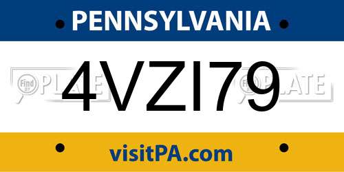 4VZI79 Pennsylvania License Plate