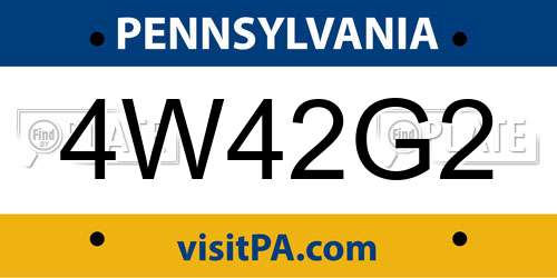4W42G2 Pennsylvania License Plate