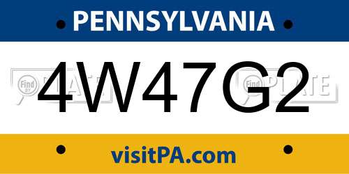 4W47G2 Pennsylvania License Plate