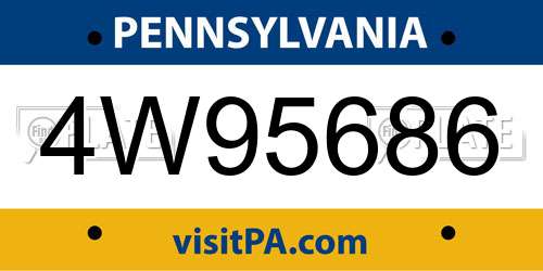 4W95686 Pennsylvania License Plate