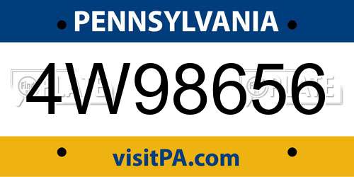 4W98656 Pennsylvania License Plate