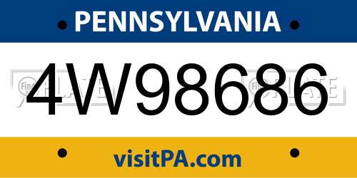 4W98686 Pennsylvania License Plate