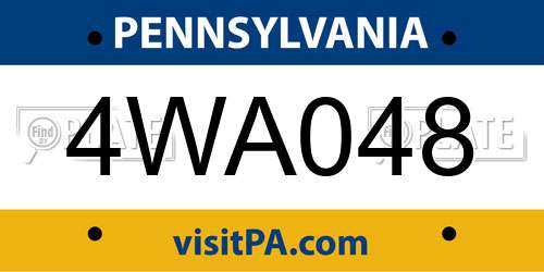 4WA048 Pennsylvania License Plate
