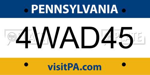 4WAD45 Pennsylvania License Plate