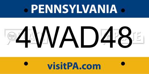 4WAD48 Pennsylvania License Plate