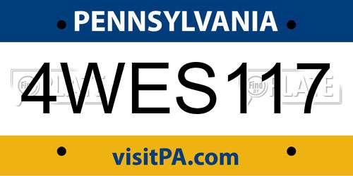4WES117 Pennsylvania License Plate