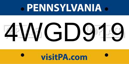 4WGD919 Pennsylvania License Plate