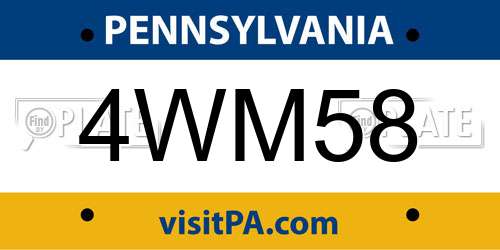 4WM58 Pennsylvania License Plate