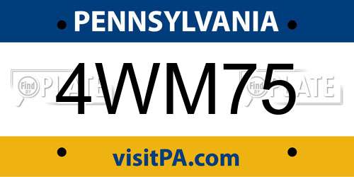 4WM75 Pennsylvania License Plate
