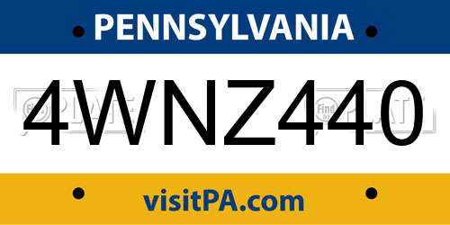4WNZ440 Pennsylvania License Plate