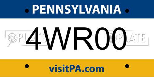 4WR00 Pennsylvania License Plate