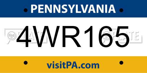 4WR165 Pennsylvania License Plate
