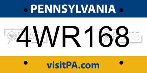 4WR168 Pennsylvania License Plate