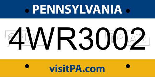 4WR3002 Pennsylvania License Plate