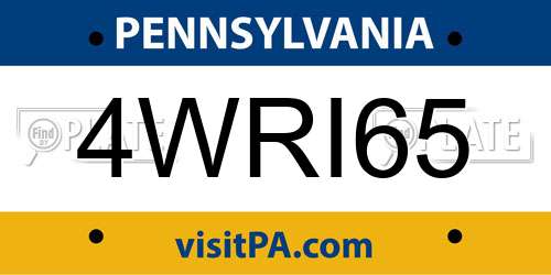 4WRI65 Pennsylvania License Plate