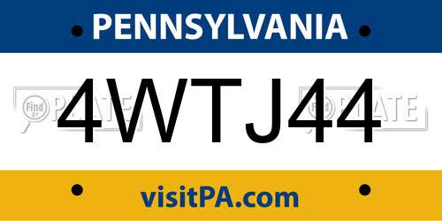 4WTJ44 Pennsylvania License Plate