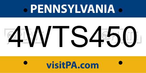 4WTS450 Pennsylvania License Plate