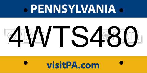 4WTS480 Pennsylvania License Plate