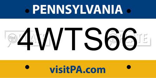 4WTS66 Pennsylvania License Plate