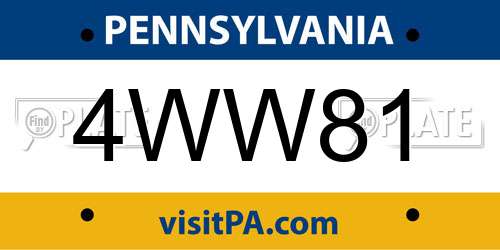 4WW81 Pennsylvania License Plate