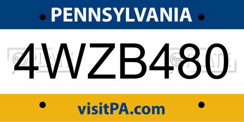 4WZB480 Pennsylvania License Plate