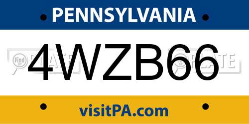4WZB66 Pennsylvania License Plate