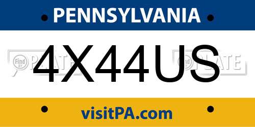 4X44US Pennsylvania License Plate