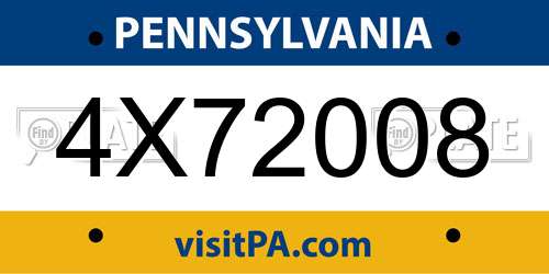 4X72008 Pennsylvania License Plate