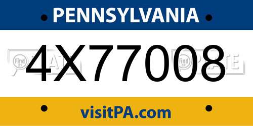 4X77008 Pennsylvania License Plate