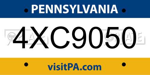 4XC9050 Pennsylvania License Plate