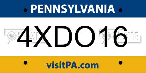 4XDO16 Pennsylvania License Plate