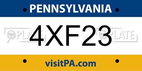 4XF23 Pennsylvania License Plate
