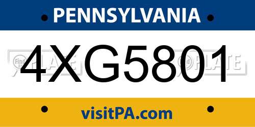 4XG5801 Pennsylvania License Plate