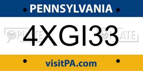 4XGI33 Pennsylvania License Plate