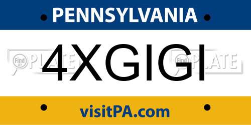4XGIGI Pennsylvania License Plate